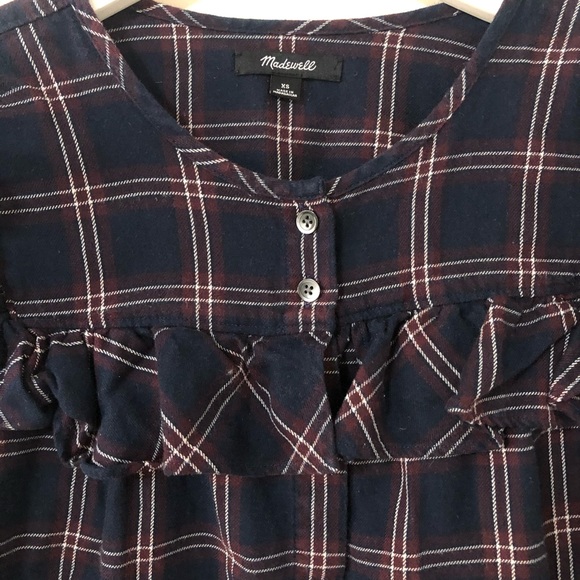 Madewell plaid ruffle Yoke top (XS) - Picture 5 of 8